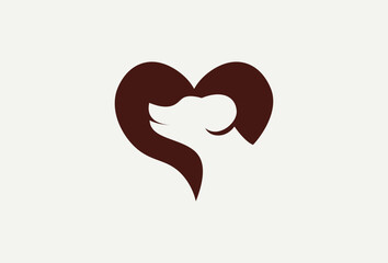 Love Head Dog silhouette Logo Design Element