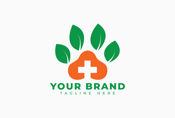 Cat Dog Footprint for Nature Animal Health Logo Design Element