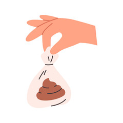 Clean up after your dog concept. Hand picking up poo with a bag. Pet care, environmental awareness waste disposal. Vector illustration in flat style