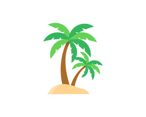 Vector illustration of a tropical palm tree icon with a minimalist design. Ideal for summer themes, beach logos, travel icons, and nature graphic resources     © Harisna