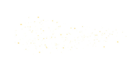 Illustration of golden glitter sparkles and dust create a magical and festive effect isolated on transparent background