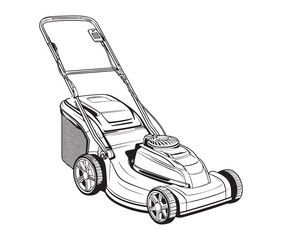 Electric lawn mower line art.