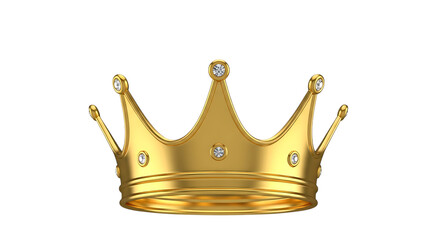 Illustration of a golden royal crown adorned with diamonds symbolizes power and luxury isolated on transparent background