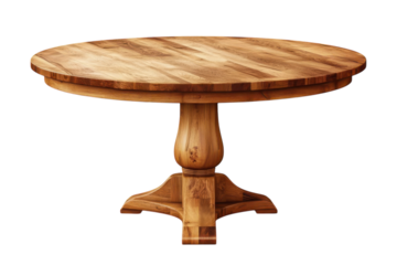 Round wooden table awaiting cherished gatherings handcrafted with love and stories of on transparent background