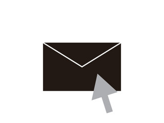 マウスカーソルと黒色のメールのアイコンのイラスト