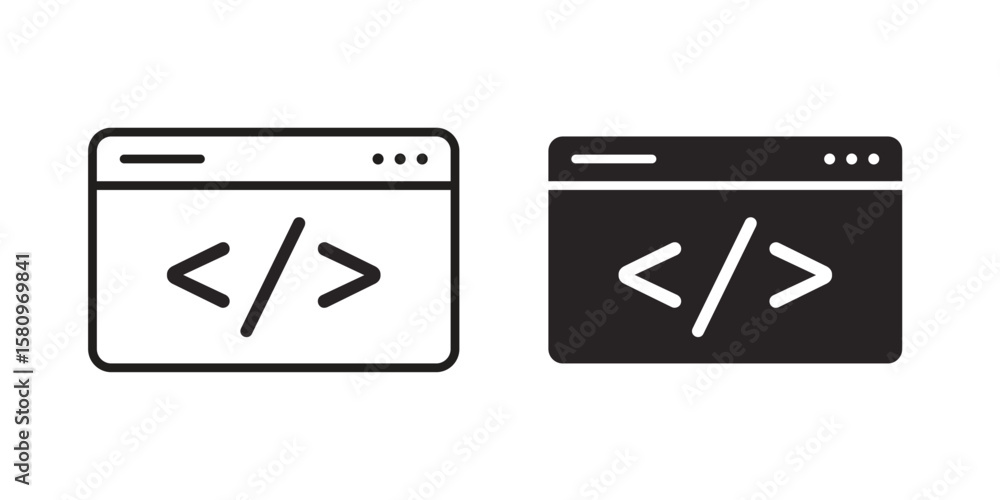 Fototapete Web Code icon, outline vector sign, linear and solid style pictogram isolated on white.