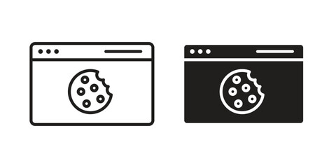 web Cookies icon, outline vector sign, linear and solid style pictogram isolated on white.