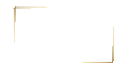 Illustration of elegant golden frame with geometric corners isolated on transparent background, perfect for luxury designs