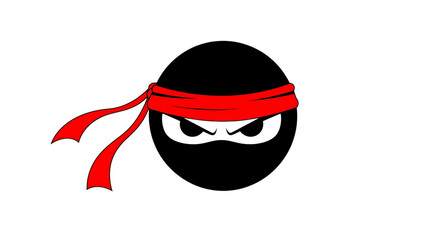 Illustration of cartoon ninja character with red headband isolated on transparent background, showcasing a fierce and determined expression
