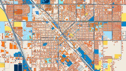 Colorful Turlock Street Map with Labels and Buildings