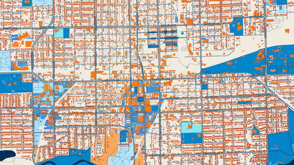 Colorful Decatur Street Map with Labels and Buildings