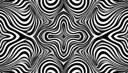 Abstract Black and White Pattern with Intricate Wavy Lines