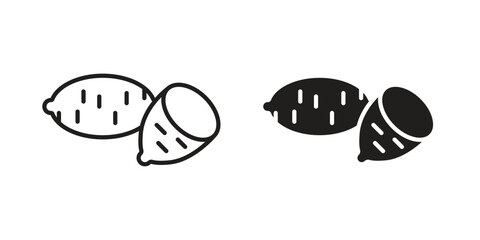 Sweet potato icon, outline vector sign, linear and solid style pictogram isolated on white.