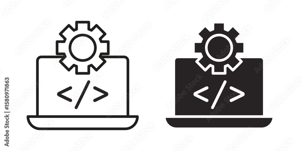 Fototapete Software Engineering icon, outline vector sign, linear and solid style pictogram isolated on white.