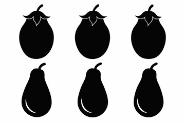 Eggplant Silhouette Icon Set 6 Vector Designs