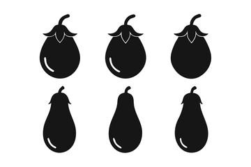 Eggplant Silhouette Icon Set 6 Vector Designs