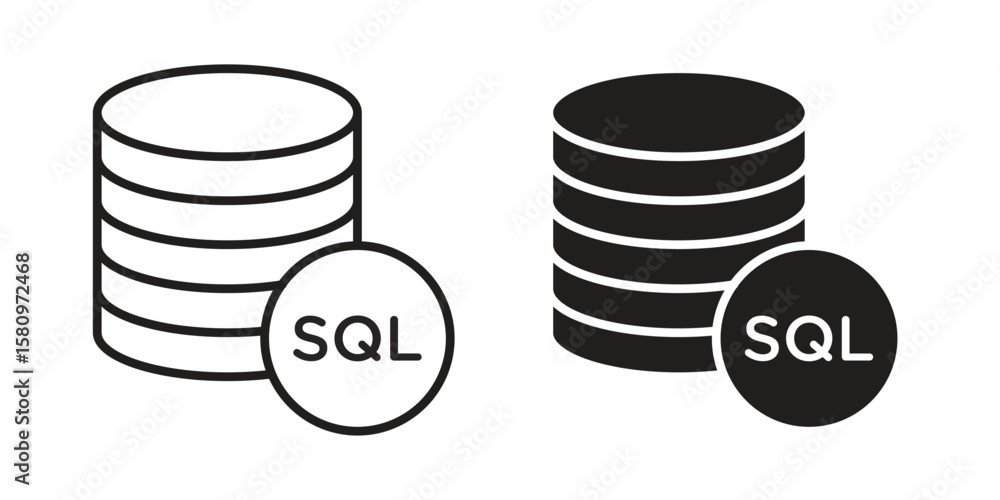 Poster sql icon, outline vector sign, linear and solid style pictogram isolated on white.