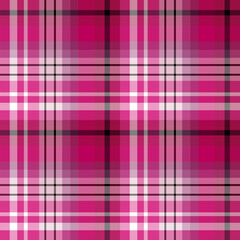 Seamless pattern with pleasant pink, white and black colors for plaid, fabric, textile, clothes, tablecloth and other things. Vector image.