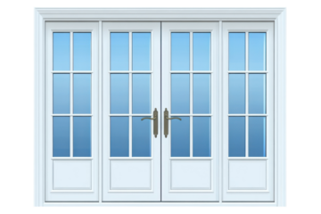 Elegant white french doors beckoning to bright possibilities bathed in sunlight promising new on transparent background