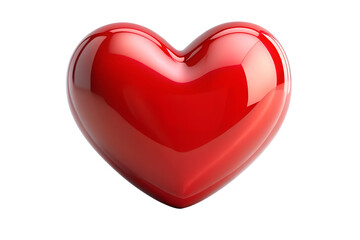 A glossy red heart shape isolated on a transparent background