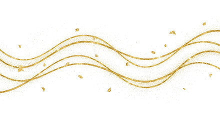 Illustration of elegant golden glitter waves and confetti create a festive and luxurious background isolated on transparent background