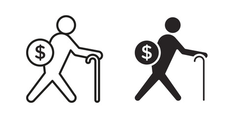 Retirement icon, outline vector sign, linear and solid style pictogram isolated on white.