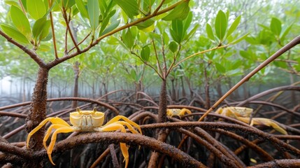 Mangrove Crab Habitat: Coastal Ecosystem Wildlife