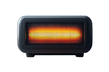 Cozy up with the radiant glow of a portable heater embracing the warmth on a chilly evening on transparent background