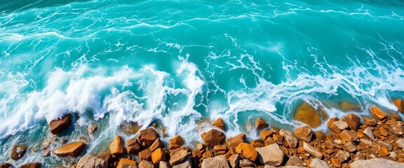 Turbulent turquoise river crashes against rocky shore, majestic pine trees reflected in water,  artistic,  serene