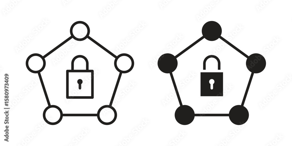 Poster private network icon, outline vector sign, linear and solid style pictogram isolated on white.