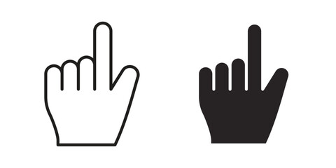 Pointing hand icon, outline vector sign, linear and solid style pictogram isolated on white.