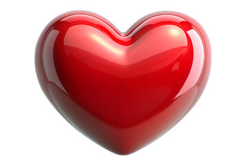 A glossy red heart symbol isolated on transparent background