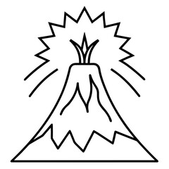 Erupting Mountain Line Icon Illustration