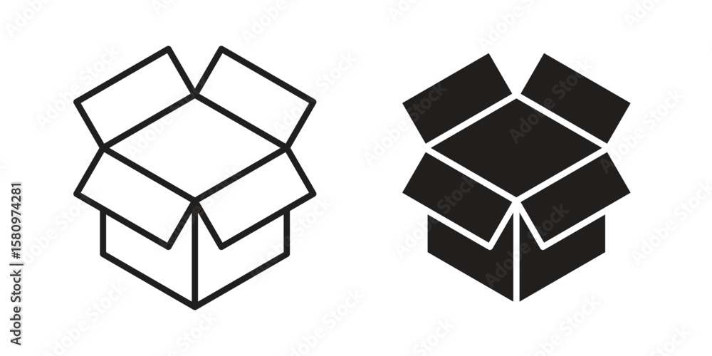 Poster open box icon, outline vector sign, linear and solid style pictogram isolated on white.