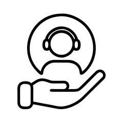 Customer support service help desk assistance agent on hand icon vector illustration