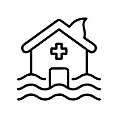 Find flood disaster relief medical care hospital emergency shelter and healthcare assistance icon
