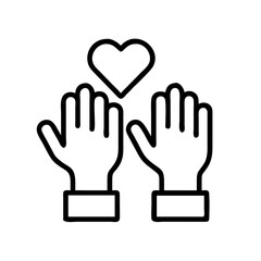 Hands reaching for love heart icon vector illustration symbol of care and support outline design 90
