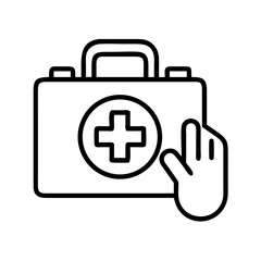 First aid kit icon vector graphic illustration emergency medical help healthcare assistance concept