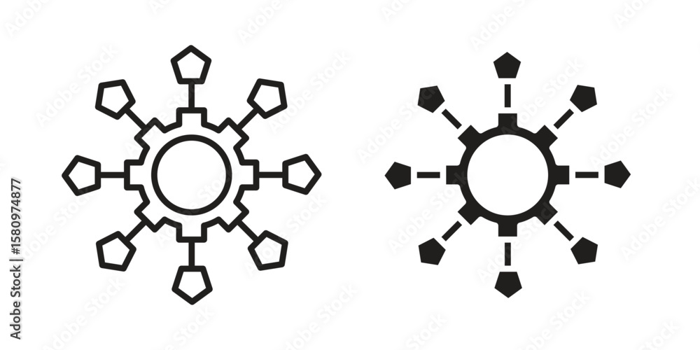 Poster microservices icon, outline vector sign, linear and solid style pictogram isolated on white.