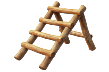 An inviting weathered wooden ladder symbolizing growth and opportunity inviting one to reach on transparent background