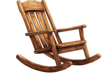 An inviting rustic wooden rocking chair evokes cozy afternoons and nostalgic memories with on transparent background