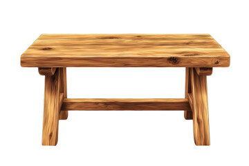 An inviting rustic wooden coffee table symbolizing simple living and heartfelt connection to on transparent background