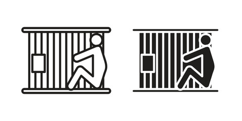 Jail icon, outline vector sign, linear and solid style pictogram isolated on white.