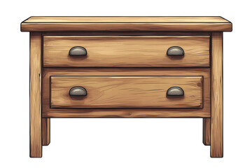 An enchanting wooden nightstand with two drawers whispers tales of dream storage and bedside on transparent background