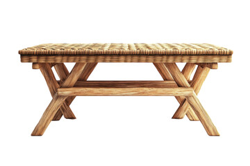 An elegantly woven picnic table awaiting a sunny day of outdoor feasts and happy gatherings on on transparent background