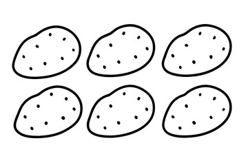 Minimalist Potato Icon Set - 6 Line Art Vector Illustrations
