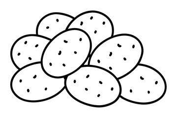 Minimalist Potato Icon Set - 6 Line Art Vector Illustrations