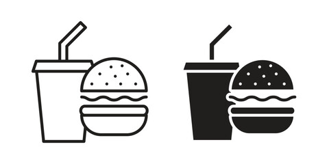 Fast food icon, outline vector sign, linear and solid style pictogram isolated on white.