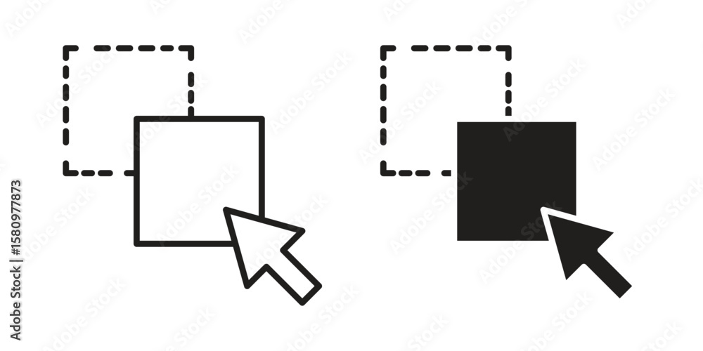 Fototapete Drag and drop icon, outline vector sign, linear and solid style pictogram isolated on white.