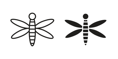 Dragon fly icon, outline vector sign, linear and solid style pictogram isolated on white.